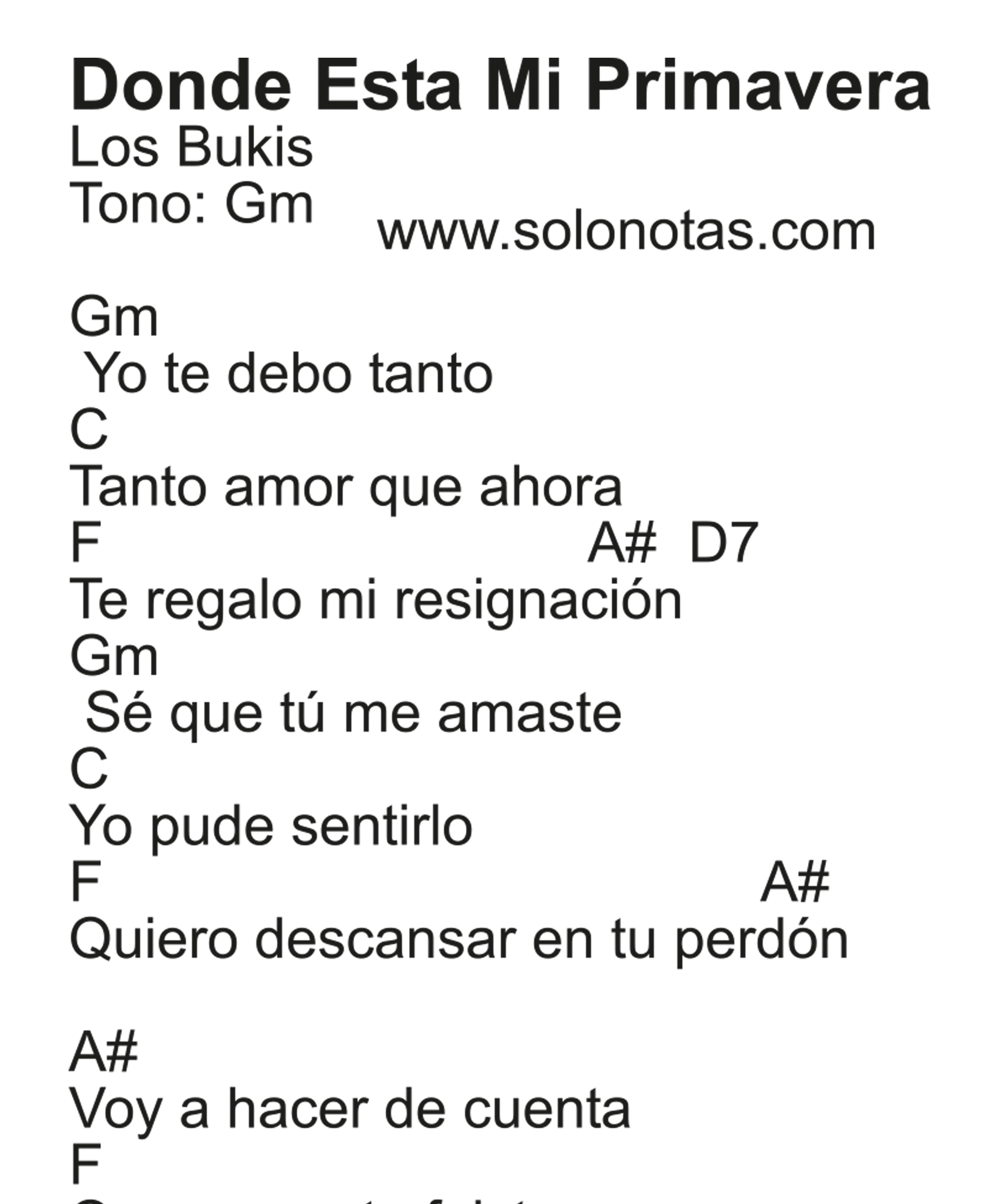 Donde Esta Mi Primavera Los Bukis acordes
