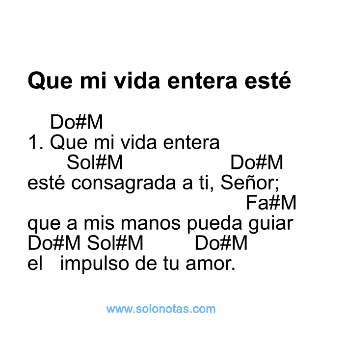 Que mi vida esté, acordes de guitarra y piano